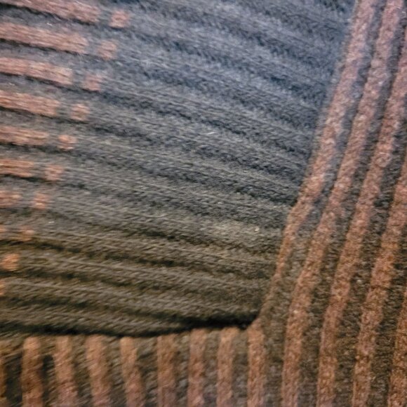 Vintage 1960s Walsted Pullover Sweater Brown Stripes Shawl Neck Sz 46 Fading - Picture 3 of 11